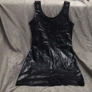 Black synthetic material dress